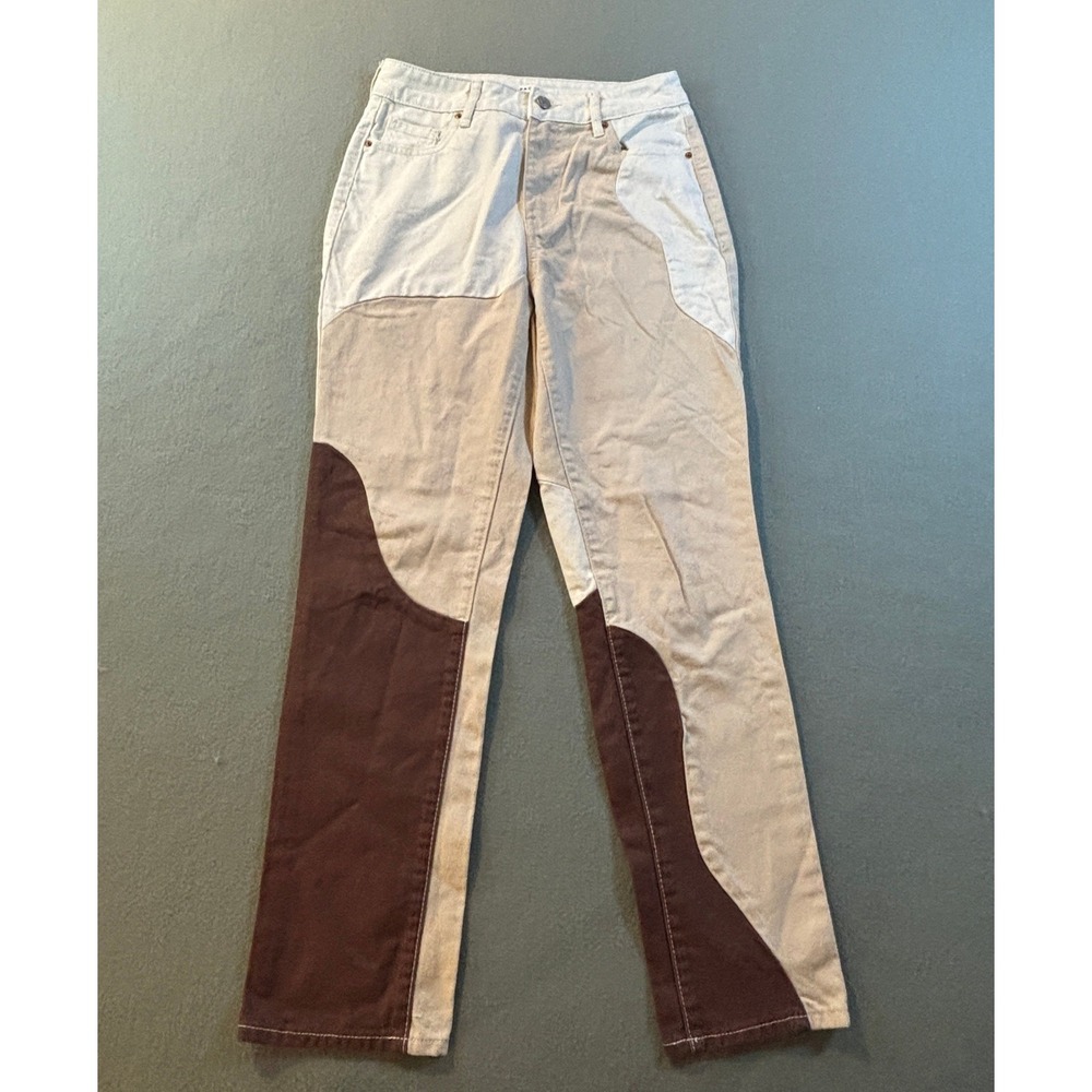 PacSun Colorblock Mom Jeans Womens 25 Brown Tan Beige Patchwork High Rise Denim